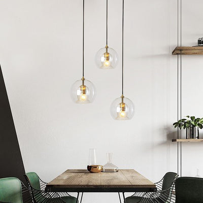Contemporary Nordic Round Orb Iron Glass 1-Light Pendant Light For Dining Room