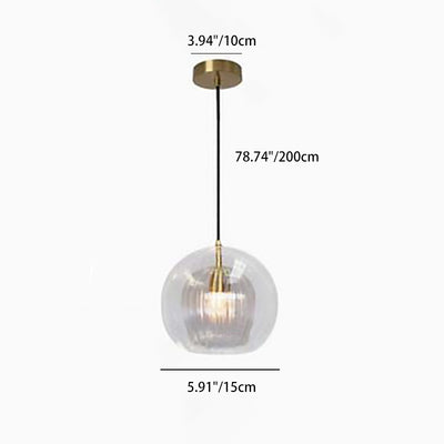 Contemporary Nordic Round Orb Iron Glass 1-Light Pendant Light For Dining Room