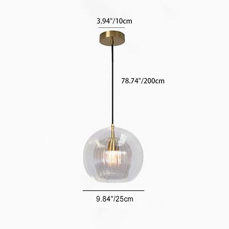 Zeitgenössische nordische runde Kugel Eisen Glas 1-Licht Pendelleuchte für das Esszimmer 