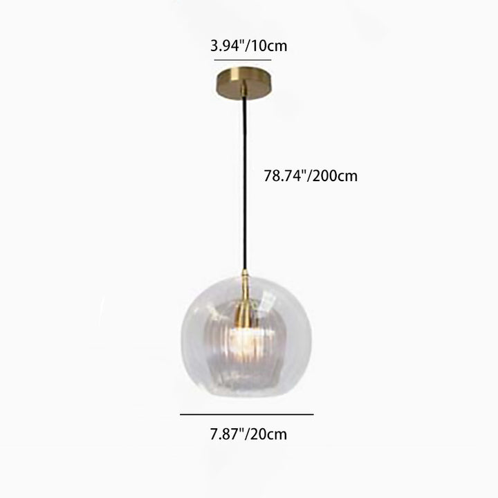 Zeitgenössische nordische runde Kugel Eisen Glas 1-Licht Pendelleuchte für das Esszimmer 