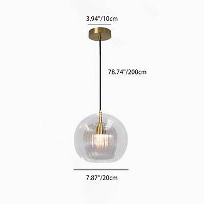 Contemporary Nordic Round Orb Iron Glass 1-Light Pendant Light For Dining Room