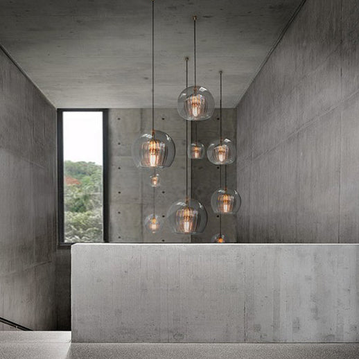 Contemporary Nordic Round Orb Iron Glass 1-Light Pendant Light For Dining Room
