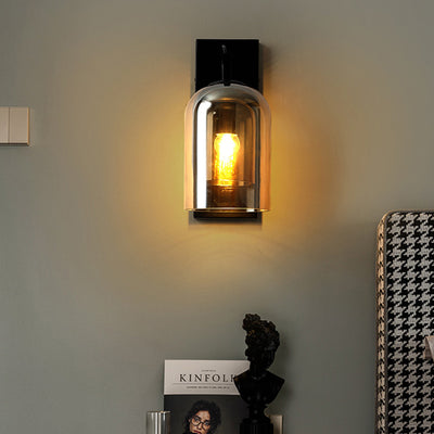Contemporary Nordic Round Oval Hardware Glass 1-Light Wall Sconce Lamp For Bedroom