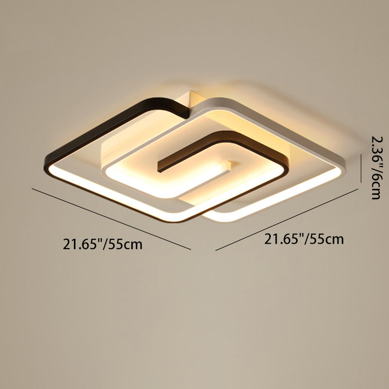 Modern Minimalist Round Square Diamond Acrylic Iron LED Flush Mount Ceiling Light For Bedroom