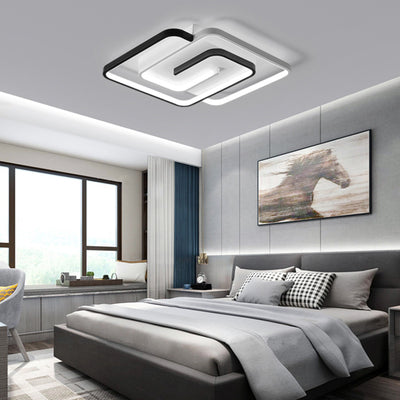 Modern Minimalist Round Square Diamond Acrylic Iron LED Flush Mount Ceiling Light For Bedroom