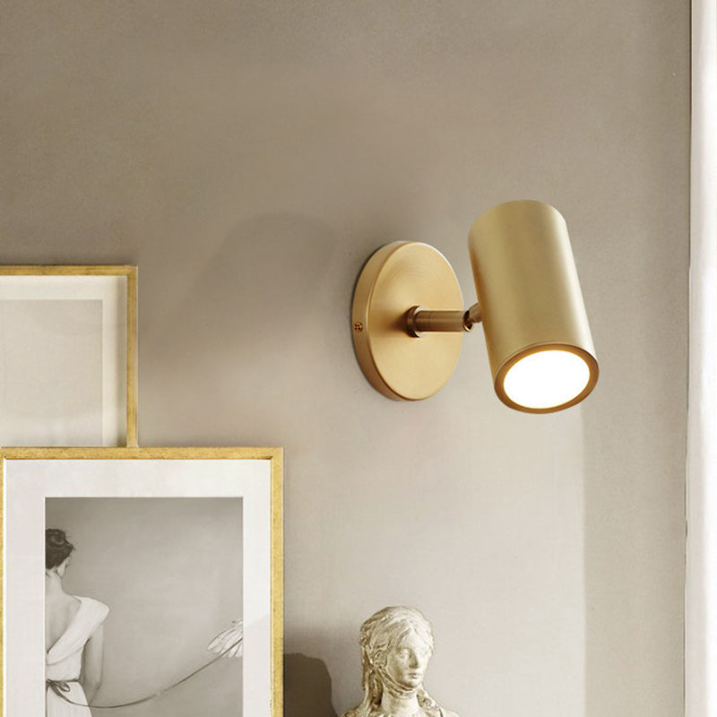 Moderner minimalistischer runder Zylinder-Eisenstrahler 1-Licht-Wandleuchte für das Schlafzimmer 