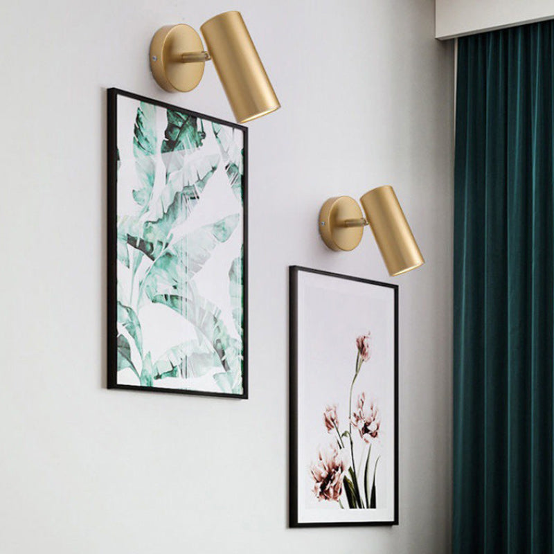 Moderner minimalistischer runder Zylinder-Eisenstrahler 1-Licht-Wandleuchte für das Schlafzimmer 