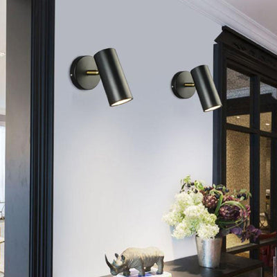 Moderner minimalistischer runder Zylinder-Eisenstrahler 1-Licht-Wandleuchte für das Schlafzimmer 