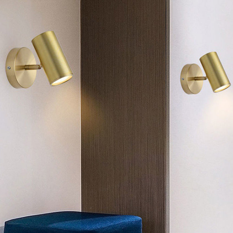 Moderner minimalistischer runder Zylinder-Eisenstrahler 1-Licht-Wandleuchte für das Schlafzimmer 