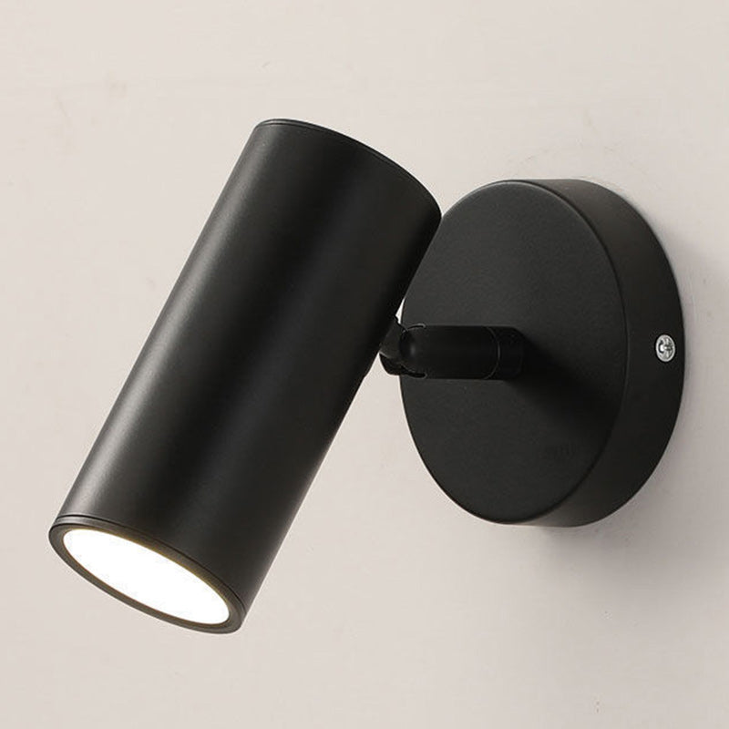 Moderner minimalistischer runder Zylinder-Eisenstrahler 1-Licht-Wandleuchte für das Schlafzimmer 