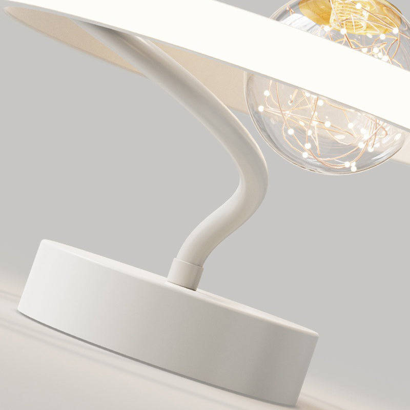 Contemporary Creative Round Orb Curve Iron Silicone Glass Acrylic LED Semi-Flush Mount Ceiling Light For Hallway