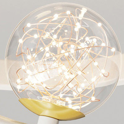 Contemporary Creative Round Orb Curve Iron Silicone Glass Acrylic LED Semi-Flush Mount Ceiling Light For Hallway