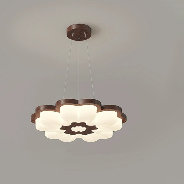 Contemporary Creative Flower Shape PE Rubberwood LED Chandelier For Bedroom