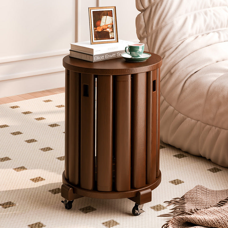 Modern Minimalist Removable Detachable Round Solid Wood Side Table For Living Room