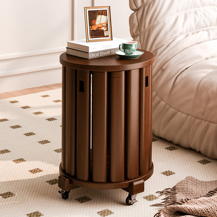 Modern Minimalist Removable Detachable Round Solid Wood Side Table For Living Room