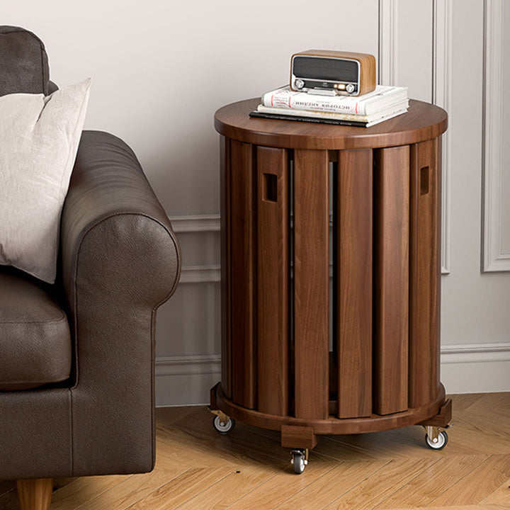 Modern Minimalist Removable Detachable Round Solid Wood Side Table For Living Room