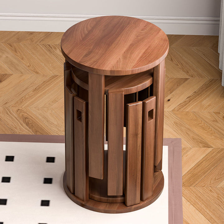 Modern Minimalist Removable Detachable Round Solid Wood Side Table For Living Room