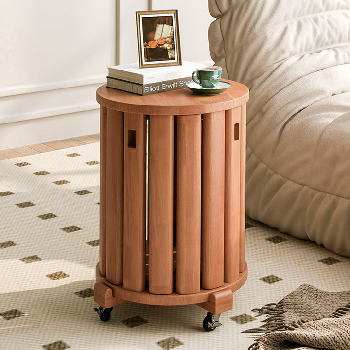Modern Minimalist Removable Detachable Round Solid Wood Side Table For Living Room