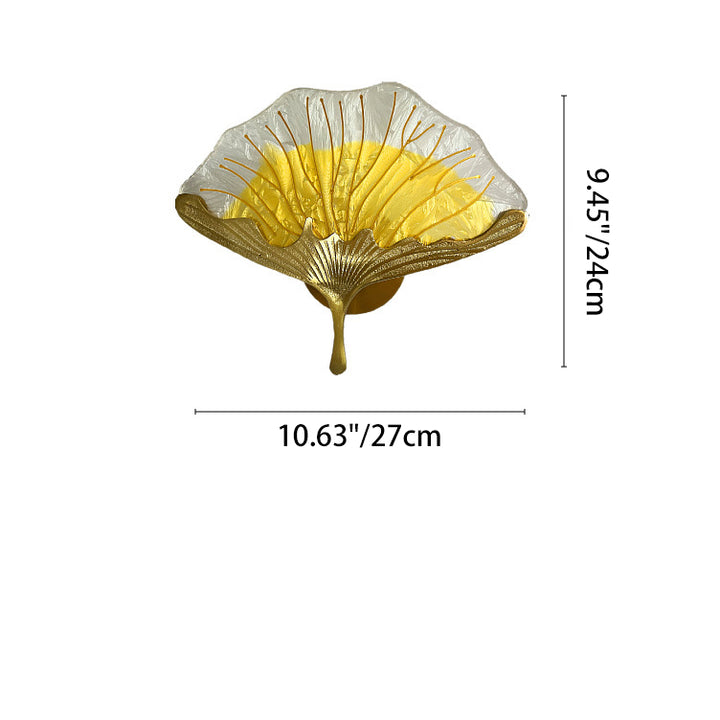 Zeitgenössische kreative Ginkgo-Blatt-Kupferglasur-Emaille-LED-Wandleuchte für das Schlafzimmer 
