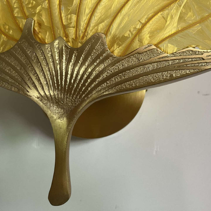 Zeitgenössische kreative Ginkgo-Blatt-Kupferglasur-Emaille-LED-Wandleuchte für das Schlafzimmer 
