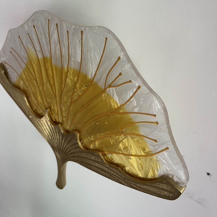 Zeitgenössische kreative Ginkgo-Blatt-Kupferglasur-Emaille-LED-Wandleuchte für das Schlafzimmer 