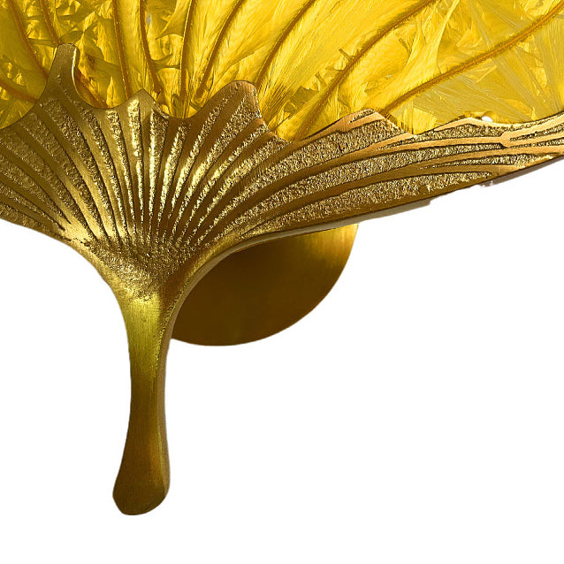 Zeitgenössische kreative Ginkgo-Blatt-Kupferglasur-Emaille-LED-Wandleuchte für das Schlafzimmer 