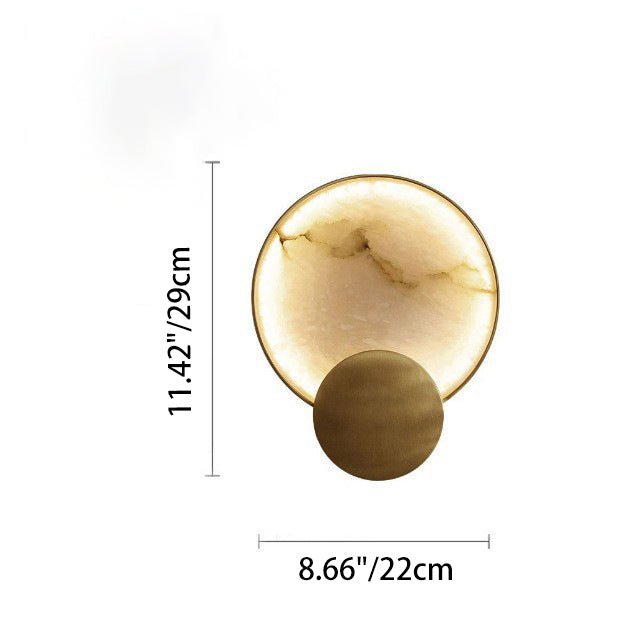 Contemporary Nordic Round Hardware Marble LED Wall Sconce Lamp For Bedroom