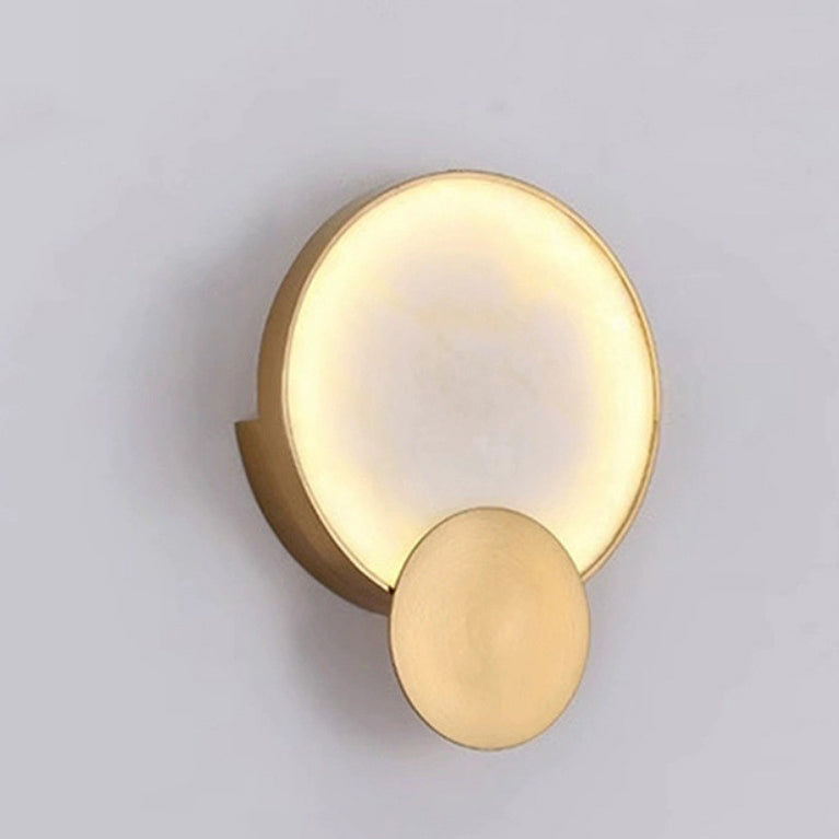 Contemporary Nordic Round Hardware Marble LED Wall Sconce Lamp For Bedroom