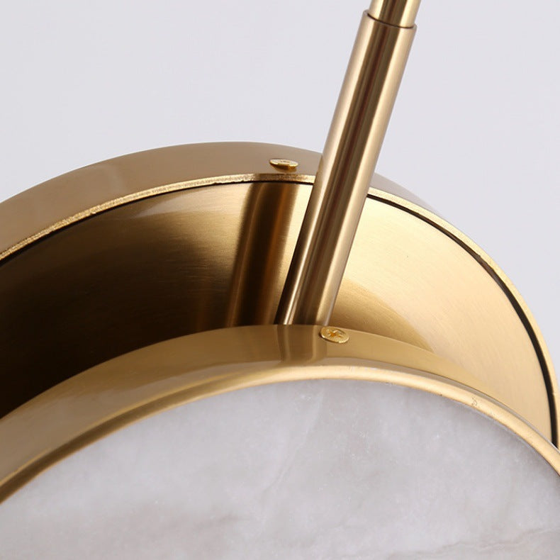 Contemporary Nordic Round Hardware Marble LED Pendant Light For Bedroom