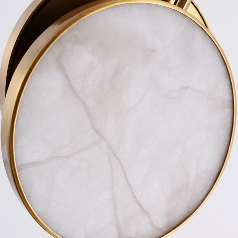 Contemporary Nordic Round Hardware Marble LED Pendant Light For Bedroom