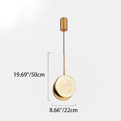 Contemporary Nordic Round Hardware Marble LED Pendant Light For Bedroom