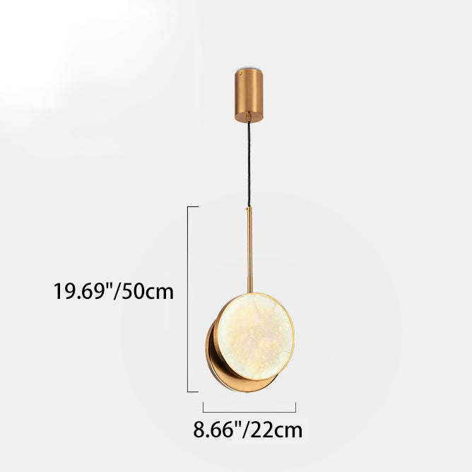 Contemporary Nordic Round Hardware Marble LED Pendant Light For Bedroom