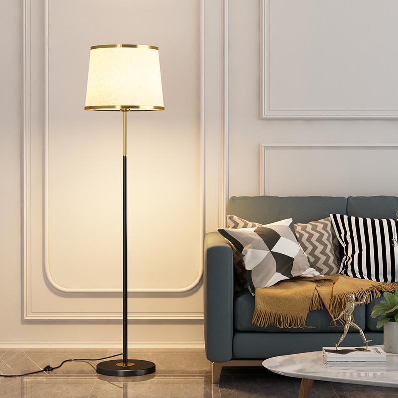 Modern Minimalist Round Cylinder Metal Iron Fabric 1-Light Standing Floor Lamp For Living Room