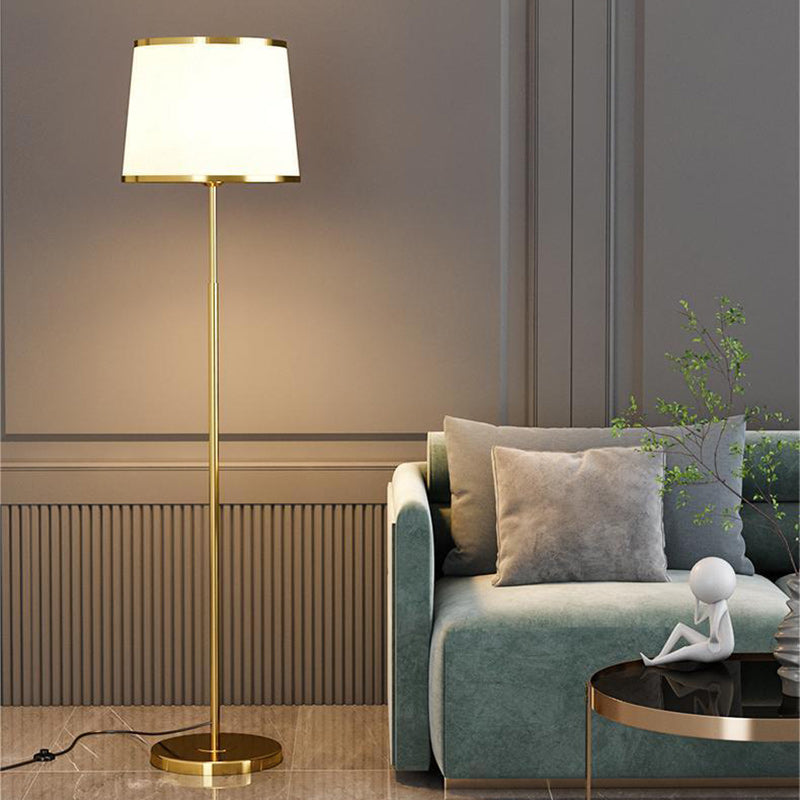 Moderner minimalistischer runder Zylinder Metall Eisen Stoff 1-Licht Stehlampe für Wohnzimmer 