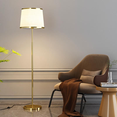 Moderner minimalistischer runder Zylinder Metall Eisen Stoff 1-Licht Stehlampe für Wohnzimmer 