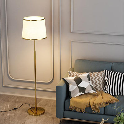 Moderner minimalistischer runder Zylinder Metall Eisen Stoff 1-Licht Stehlampe für Wohnzimmer 