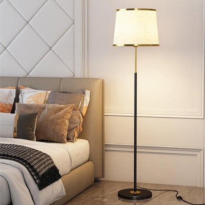 Moderner minimalistischer runder Zylinder Metall Eisen Stoff 1-Licht Stehlampe für Wohnzimmer 