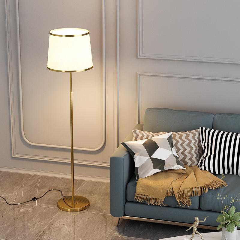 Moderner minimalistischer runder Zylinder Metall Eisen Stoff 1-Licht Stehlampe für Wohnzimmer 