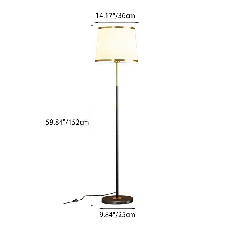 Moderner minimalistischer runder Zylinder Metall Eisen Stoff 1-Licht Stehlampe für Wohnzimmer 