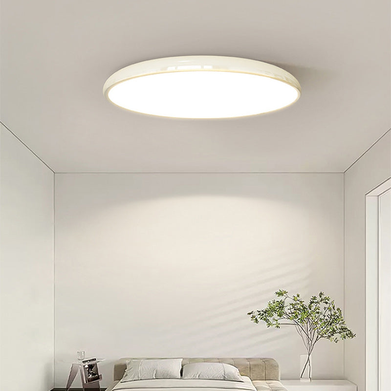 Contemporary Nordic Cream Round Iron LED Flush Mount Ceiling Light For Bedroom