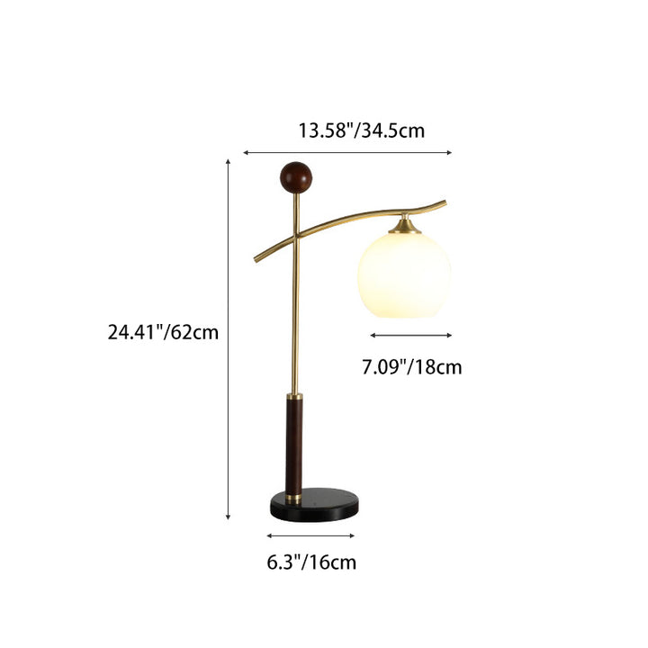 Lampe de table contemporaine nordique à cône plissé rond en bois de caoutchouc, marbre, cuivre, verre et PVC à 1 lumière pour chambre à coucher 