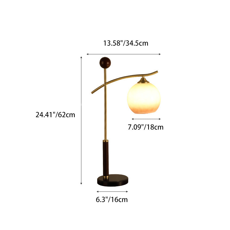 Lampe de table contemporaine nordique à cône plissé rond en bois de caoutchouc, marbre, cuivre, verre et PVC à 1 lumière pour chambre à coucher 