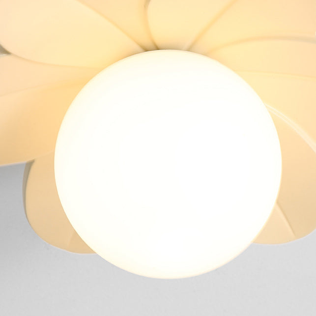 Contemporary Nordic Floral Orb Resin 1-Light Semi-Flush Mount Ceiling Light For Hallway