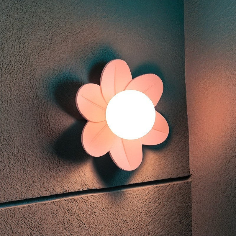 Contemporary Scandinavian Floral Orb Resin 1-Light Wall Sconce Lamp For Bedroom