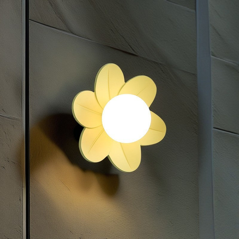 Contemporary Scandinavian Floral Orb Resin 1-Light Wall Sconce Lamp For Bedroom