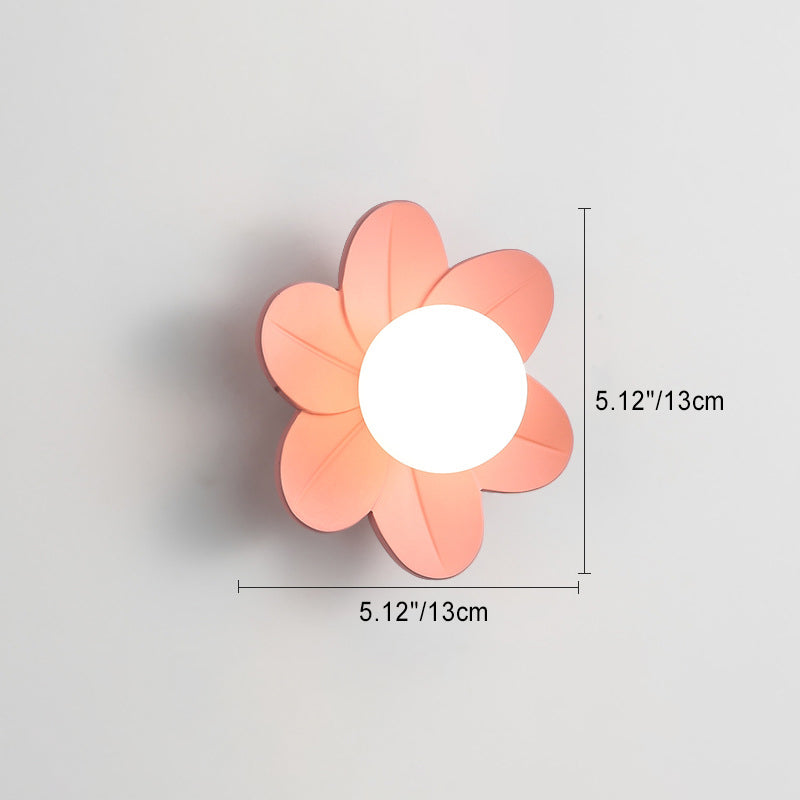 Contemporary Scandinavian Floral Orb Resin 1-Light Wall Sconce Lamp For Bedroom