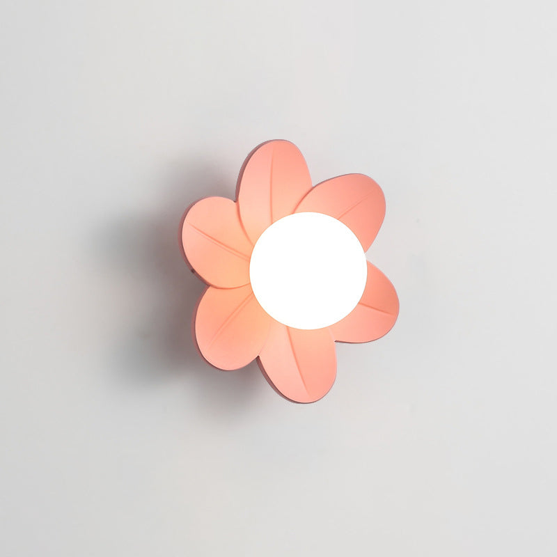 Contemporary Scandinavian Floral Orb Resin 1-Light Wall Sconce Lamp For Bedroom