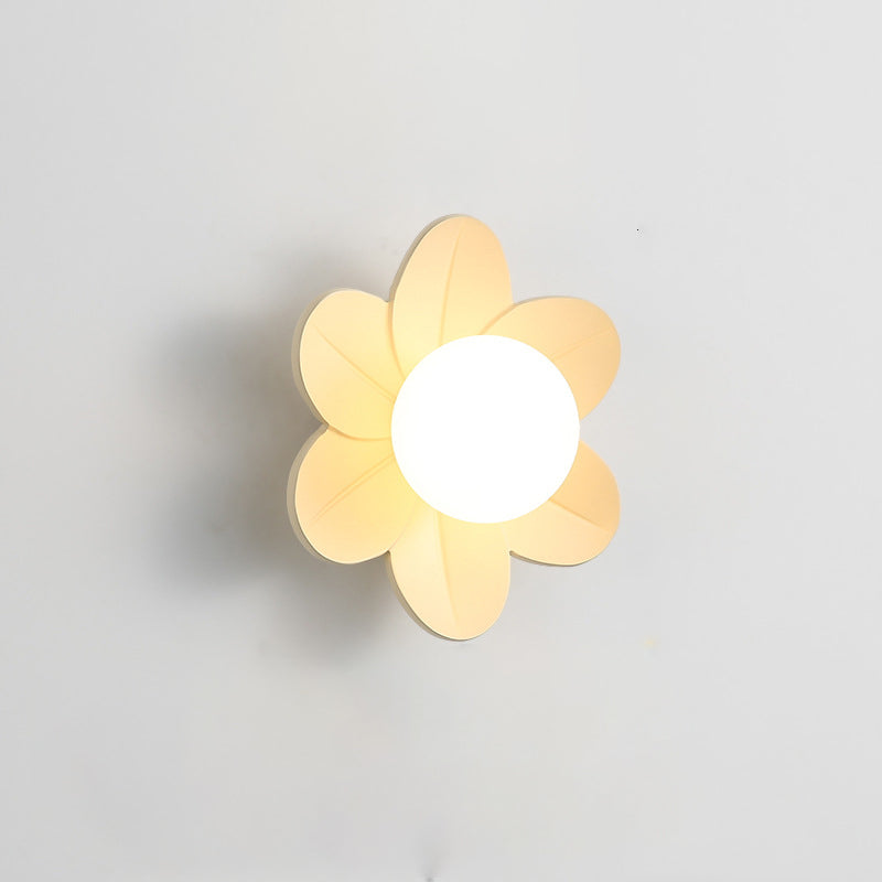 Contemporary Scandinavian Floral Orb Resin 1-Light Wall Sconce Lamp For Bedroom