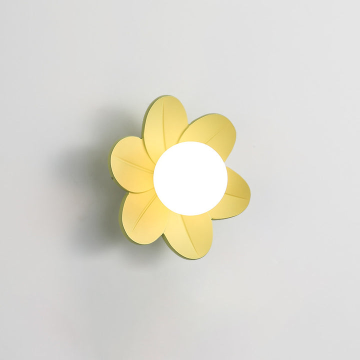 Contemporary Scandinavian Floral Orb Resin 1-Light Wall Sconce Lamp For Bedroom