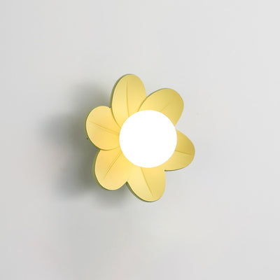 Contemporary Scandinavian Floral Orb Resin 1-Light Wall Sconce Lamp For Bedroom